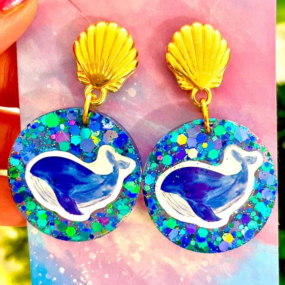 Blue Whale Acrylic Earrings